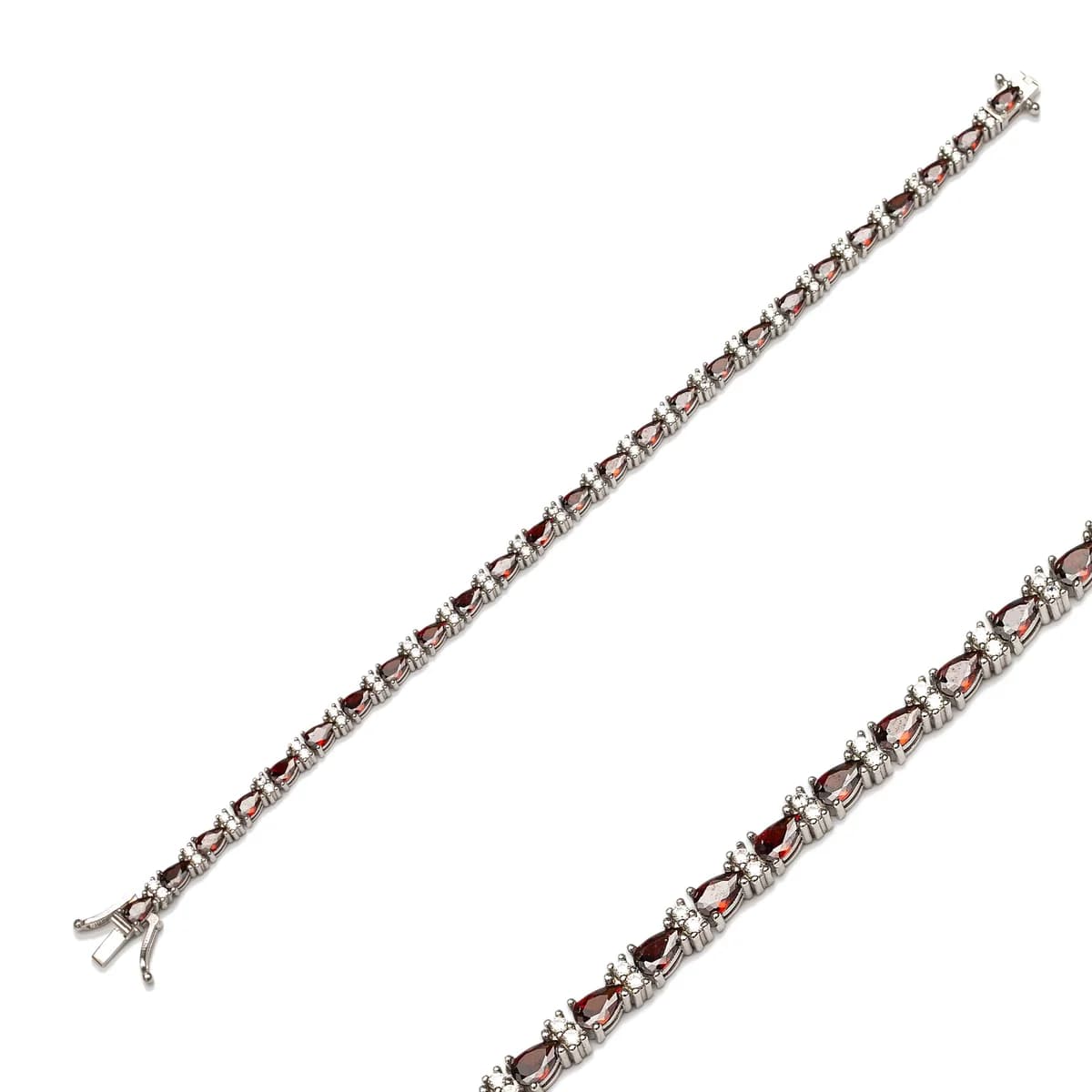 Garnet Drop Cut 925 Tennis Bracelet