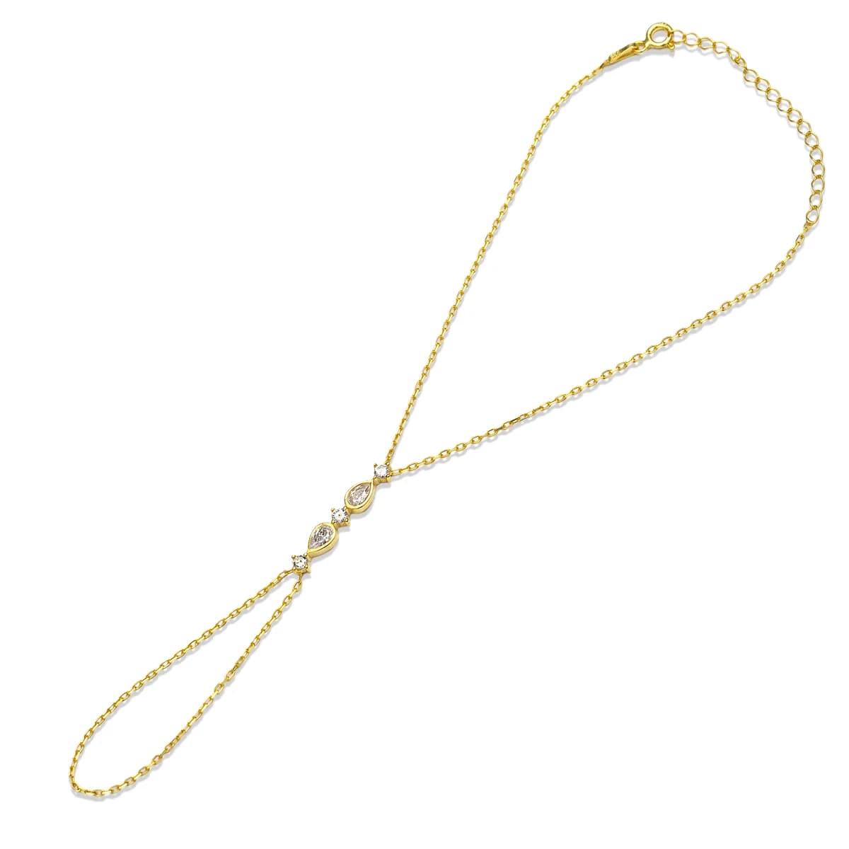 White CZ Teardrop Cut 925 Slave Bracelet